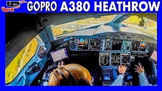 AIRBUS A380 Landing at London Heathrow  CockpitPilotWing Views [upl. by Christy]