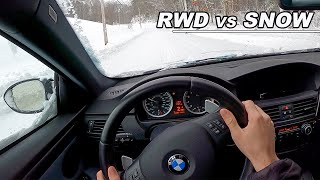 Should You Drive RWD In The Snow  BMW E92 M3 POV Binaural Audio [upl. by Nesyt]