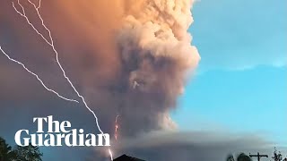 Lightning and ash timelapse footage shows Taal volcano eruption [upl. by Takara613]