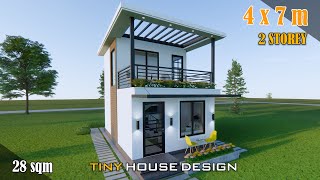 Small House Design 4 x 7 m Two Storey [upl. by Debera]