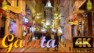 Galata Tower NIGHT OF HISTORY Istanbul Turkey Walking Tour In 4K 2022 [upl. by Croydon134]