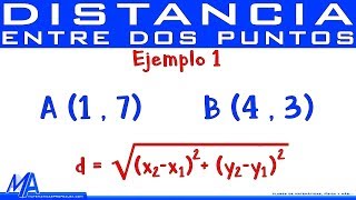 Distancia entre dos puntos  Ejemplo 1 [upl. by Forster]