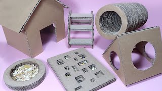 7 Easy Cardboard DIYs For Hamsters amp Mice [upl. by Kcirdde]