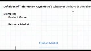 Asymmetric Information as a Market Failure  part 1 [upl. by Brottman]