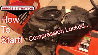 Start Compression Locked Briggs amp Stratton Engine [upl. by Nnayelsel]