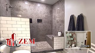 Large Walk In Tile Shower  Bathtub Conversion  Full Bathroom Remodel  Time Lapse [upl. by Bower429]