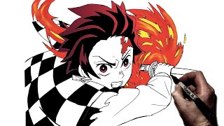 How to Draw Tanjiro Dance of the Fire God Step By Step  Demon Slayer Kimetsu no Yaiba [upl. by Eibo213]