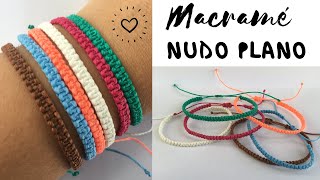 PULSERA MACRAME fácil  NUDO PLANO ♥ PULSERAS de HILO [upl. by Alimat]