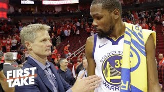 Stephen A Kevin Durant was not feeling Steve Kerr — at all  First Take [upl. by Nahallac583]