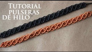 Pulseras de hilo faciles y rapidas finas  tutorial macrame [upl. by Nerak]