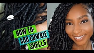 How to Add Cowrie Shells to Hair or Locs Goddess Bohemian Locs  iamLindaElaine [upl. by Samp310]