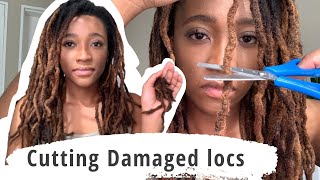 Cutting and repairing damaged locs I Loc repair I Thinning Locs I Crochet Method I Miss Kobeli [upl. by Bara652]