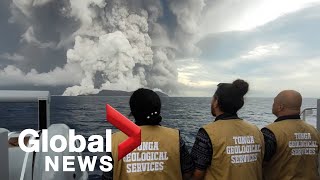 Tonga underwater volcano eruption triggers tsunami advisories [upl. by Naliorf]