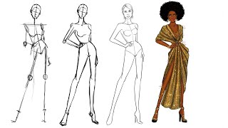 Fashion Illustration how to draw a croquis for fashion design part 1 [upl. by Nunnery]