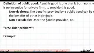 Public Goods as a Market Failure  part 1 [upl. by Newnorb]