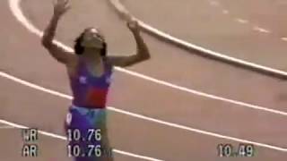 W 100m  Florence GriffithJoyner  1049  Indianapolis USA  1988  World Record [upl. by Sharleen]