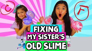 FIXING amp GRADING MY SISTERS OLD amp DISGUSTING SLIME CHALLENGEJASMINE AND BELLA [upl. by Llib]