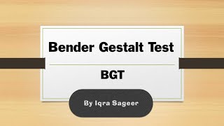 Bender gestalt test  psychology  Iqra Sageer [upl. by Hwu]