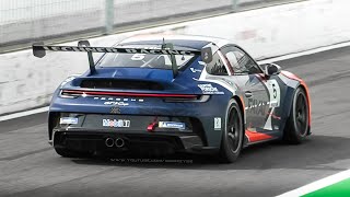 Porsche 992 GT3 Cup Sound in Action  2021 Porsche Mobil 1 Supercup Collective Test at Monza [upl. by Kippar]