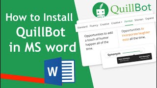 How to Use and Install QuillBot in MS word [upl. by Ayhtak]