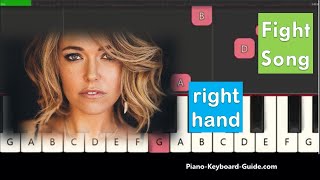 Rachel Platten Fight Song Right Hand Slow Easy Piano Tutorial [upl. by Adalbert]