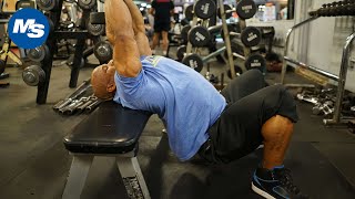 MampS Quick Tip How to Perform Dumbbell Pullovers w Victor Martinez [upl. by Amalbena]