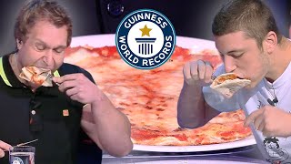 Fastest Time To Eat Pizza 🍕  Guinness World Records [upl. by Ojaras738]