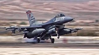 F16 Fighter Jets Preflight  TakeoffLanding At Nellis AFB [upl. by Namad]