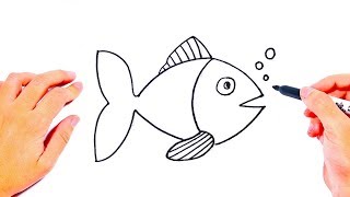 How to draw a Fish Step by Step  Drawings Tutorials for Kids [upl. by Minny]