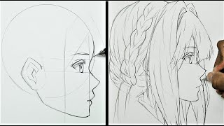 How To Draw Anime Face SIDE VIEW [upl. by Ahker]