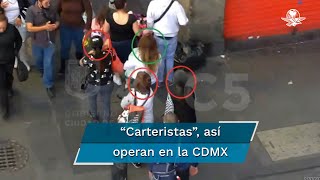 Captan a mujeres “carteristas” durante robo en el Centro de la CDMX [upl. by Gierk654]