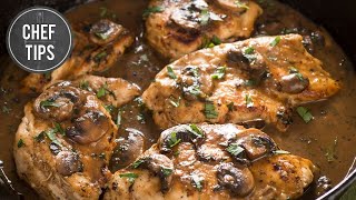 Chicken Marsala Recipe  Chef Tips [upl. by Esinej]