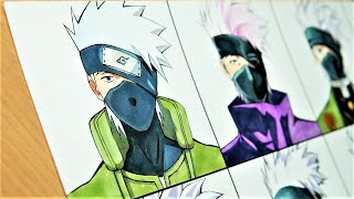 Drawing KAKASHI in 12 different anime styles ナルト 疾風伝 [upl. by Namrac]