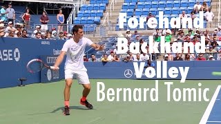 Bernard Tomic  Practice  US Open 2015 [upl. by Ardnoek442]