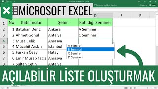 EXCEL AÇILIR LİSTE OLUŞTURMAK  SEÇMELİ HÜCRE OLUŞTURMAK  VERİLERİ LİSTEDEN SEÇME  Excel Dersleri [upl. by Madelina]