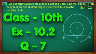 Class  10 Ex  102 Q7 Maths Cirlces NCERT CBSE [upl. by Anuaek]