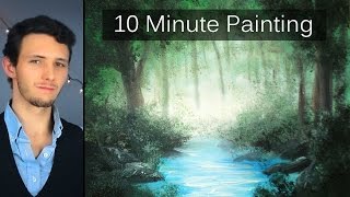 Painting a Misty Forest Landscape with Acrylics in 10 Minutes [upl. by Riana]