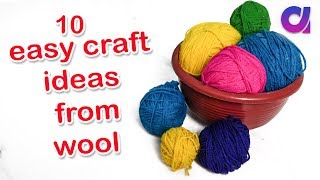 10 Easy wool craft ideas from best out of waste  Artkala [upl. by Yralih963]