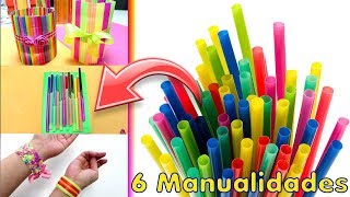 6 manualidades con PAJITAS o POPOTES  Drinking STRAWS crafts and hacks [upl. by Naras]