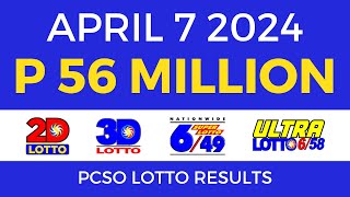 Lotto Result April 7 2024 9pm PCSO [upl. by Laeria]