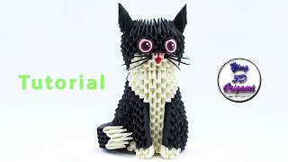 3D Origami Cat Tutorial 4K  Origami 3D Gattino Tutorial 4K [upl. by Aerdnaid590]