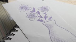 PENCIL  Simple Flower amp Vase  Basic Shading Techniques [upl. by Wincer]