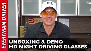 HD Night Driving Glasses Unboxing and Review on Everyman Driver [upl. by Gershom]