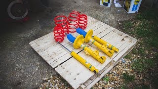 E36 BILSTEIN EIBACH B12 SUSPENSION KIT REVIEW Brakes Update [upl. by Tadashi965]