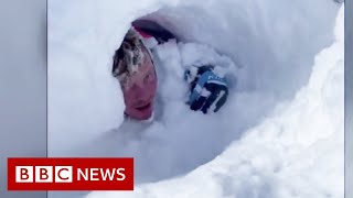 Utah avalanche Amazing escape of snowmobilers  BBC News [upl. by Ail]