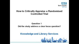 1 How to Critically Appraise a Randomised Controlled Trial following the CASP checklist Question 1 [upl. by Norted11]