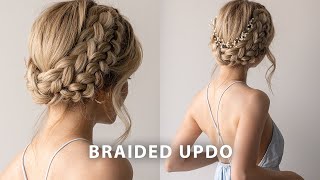 EASY MilkmaidCrown Braided Updo  Perfect for long hair  medium hair lengths [upl. by Gerhardine]