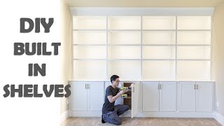 DIY Built In Shelves Library Cabinets [upl. by Leuqer857]