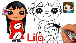 How to Draw Lilo Easy  Disney Lilo and Stitch [upl. by Reifnnej]