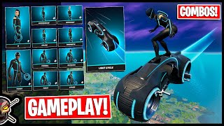 TRON Skins in FORTNITE LIGHT CYCLE Glider  Gameplay and Combos [upl. by Paehpos434]